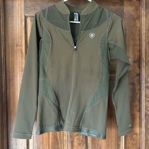 Olive Green Long Sleeve Athletic Top